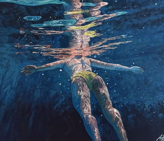 Underneath XXI - Miniature swimming painting