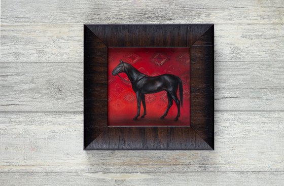 Red Carpet. Akhal-Teke. Original pastel painting