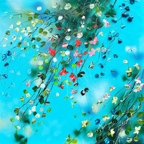 Square large acrylic painting "It's still summer" by Anastassia Skopp