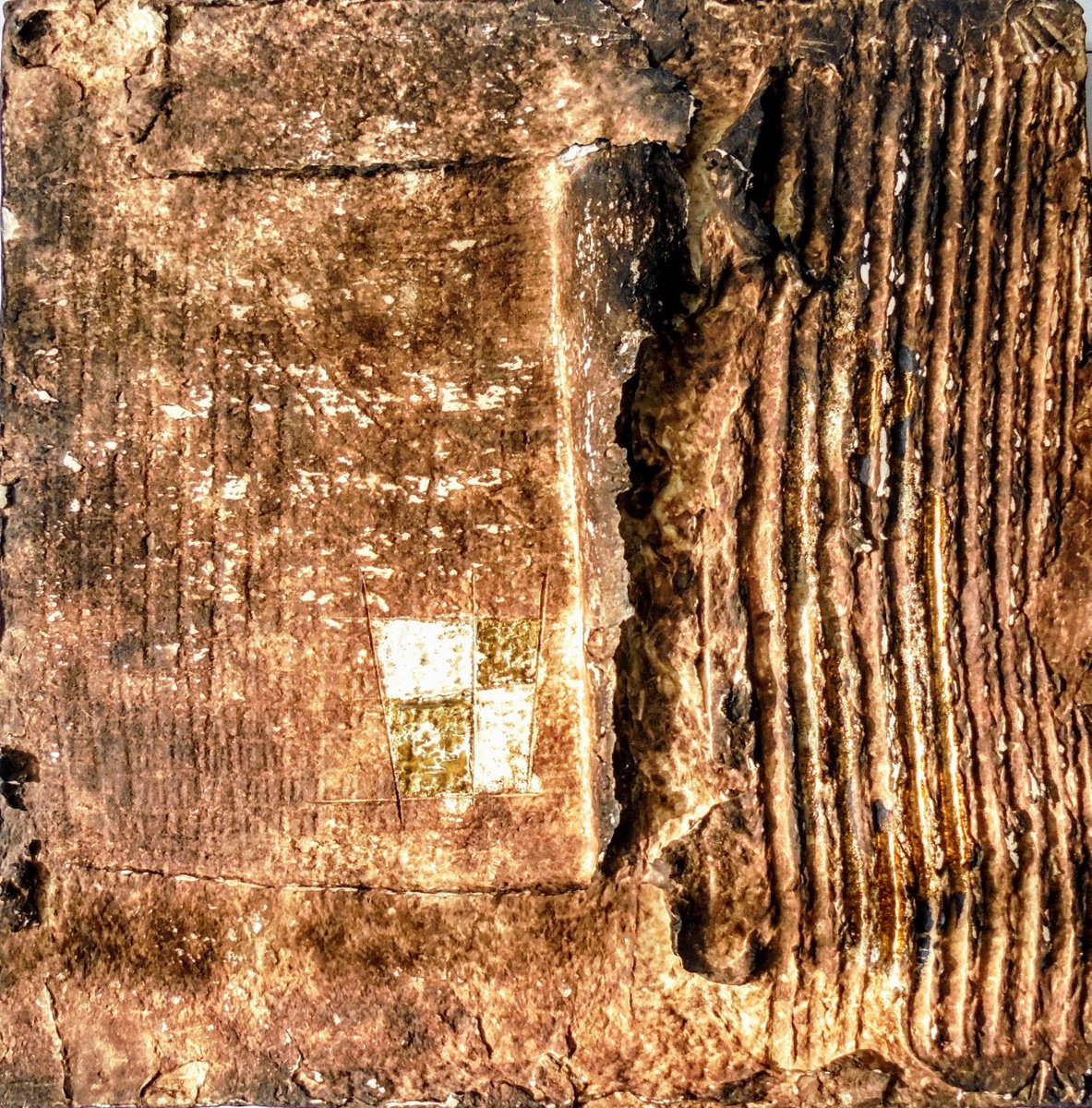 Impressionistic Landscape Relief By Rossitza Trendafilova, 9 X 9", "Impression Iv", Original Artwork