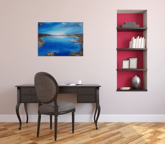 A large original modern semi-abstract seascape painting "Depth of the sea"