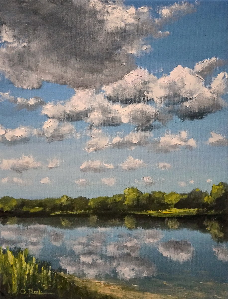 Clouds Over The Lake By Oleh Rak, 12 X 16, Artwork For Sale On Artfinder
