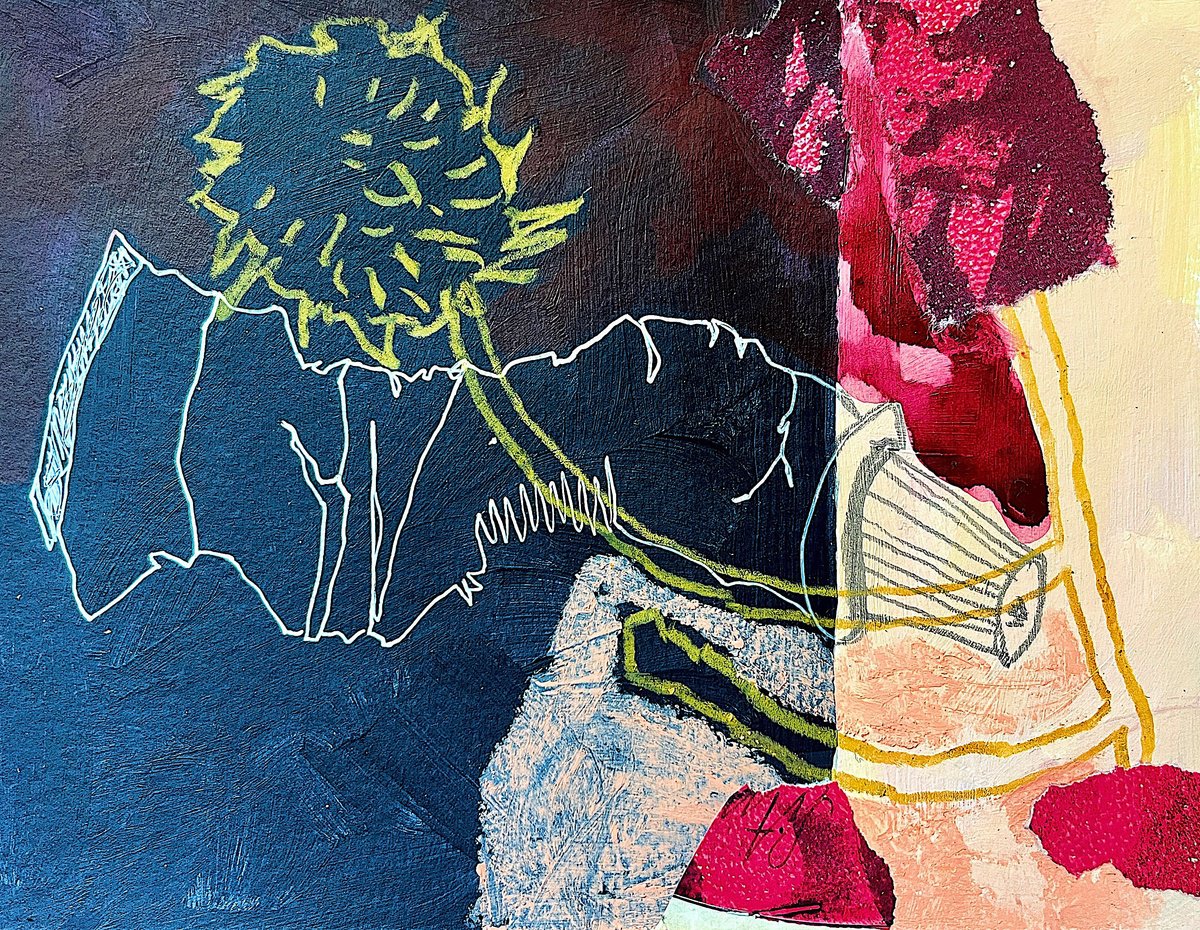 Botanical Acrylic Painting By Marita Tobner, 8 X 6", Druck Mich, Original Artwork