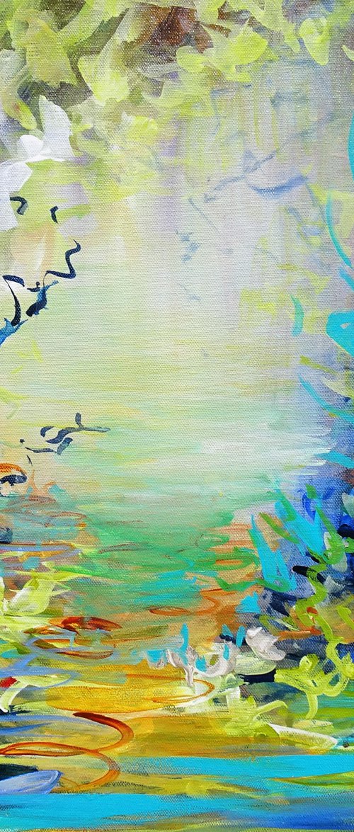 WATER LILY POND REFLECTIONS II. Modern Impressionism inspired by Claude Monet Water-lilies by Sveta Osborne