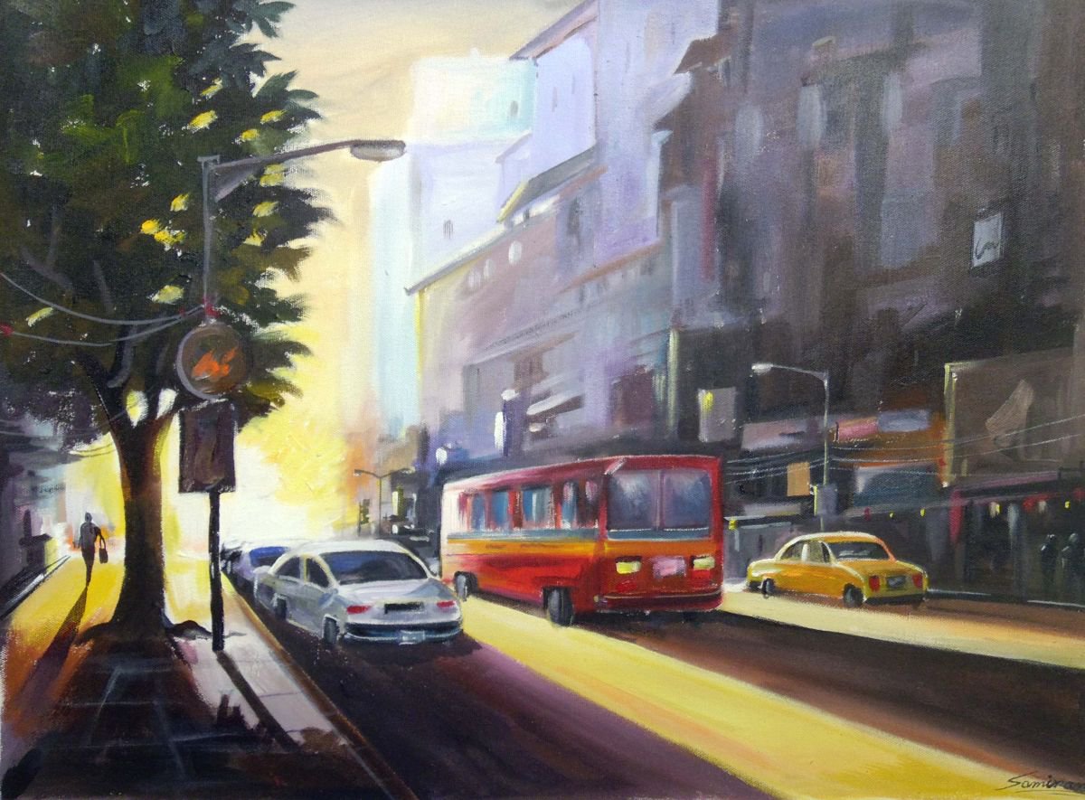 Early Morning Light-Acrylic on Canvas Painting by Samiran Sarkar