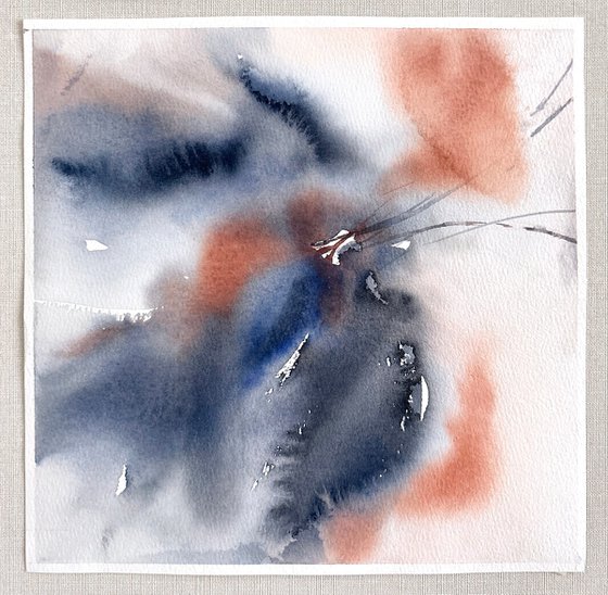 Abstract blue flowers set of 2