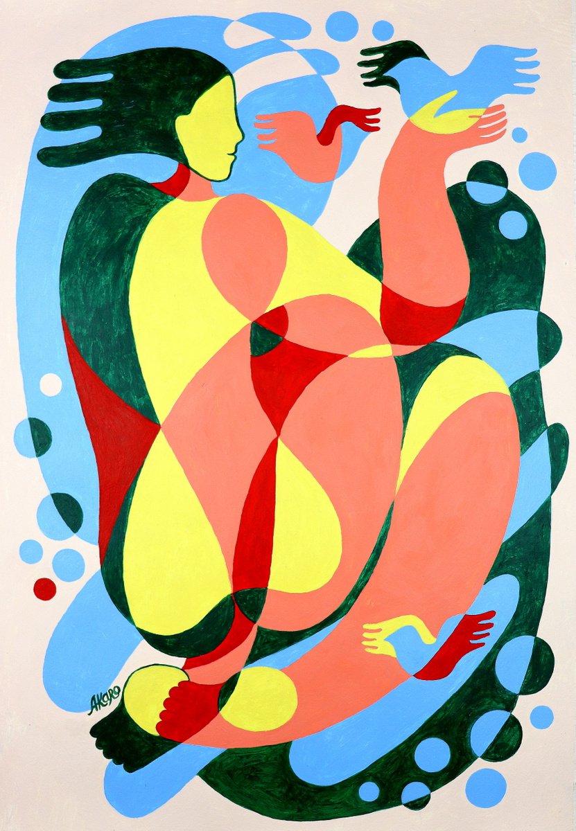 Girl and birds by Aynika Karo