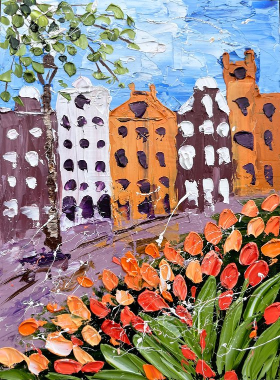 Amsterdam Tulips Painting