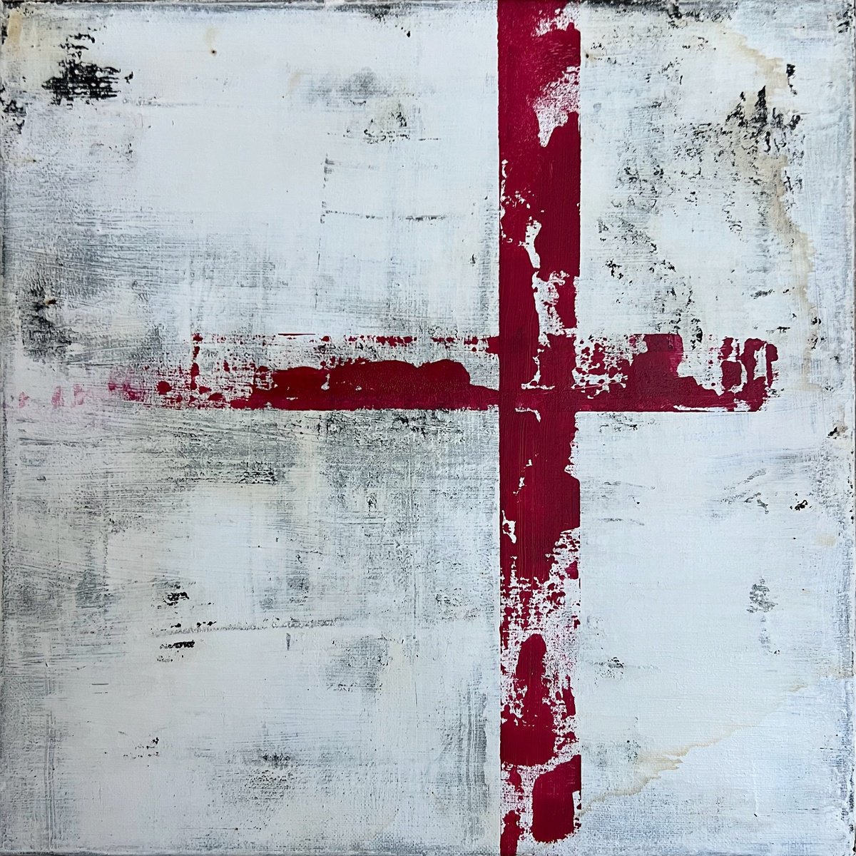 Abstract Painting By Sergio Aranda, 16 X 16", Broken Flag, Original Artwork