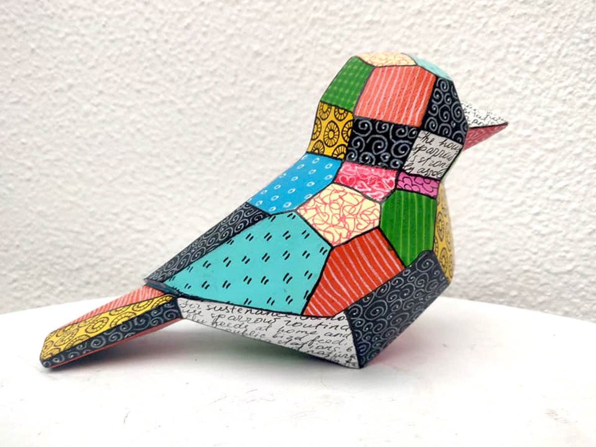Naive Animal Sculpture By Vio Valova, 8 X 5", Bird, Original Artwork