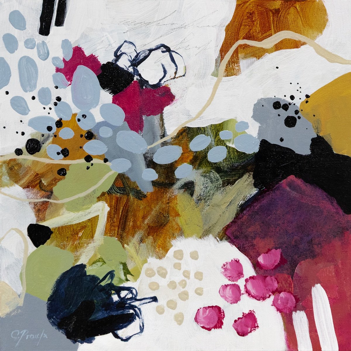 Organic Abstract Acrylic Painting By Chantal Proulx, 12 X 12, Petillante, Original Artwork