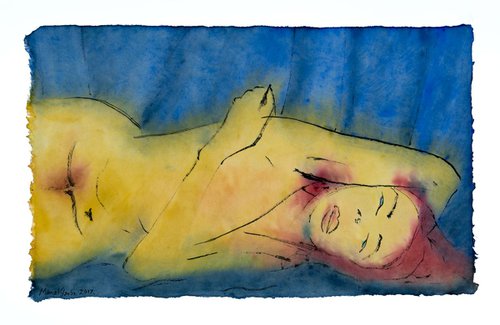 Nude on blue by Marcel Garbi