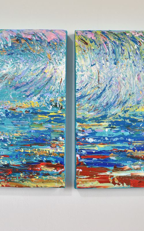 "Blue Wave" (Diptych) by Adriana Dziuba