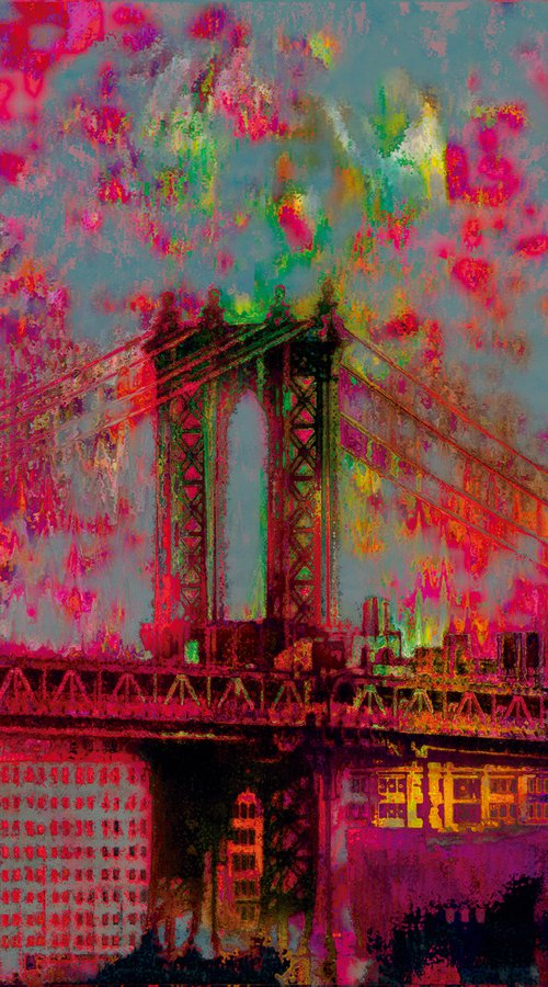 Psicodelia, Manhattan Bridge/XL large original artwork by Javier Diaz