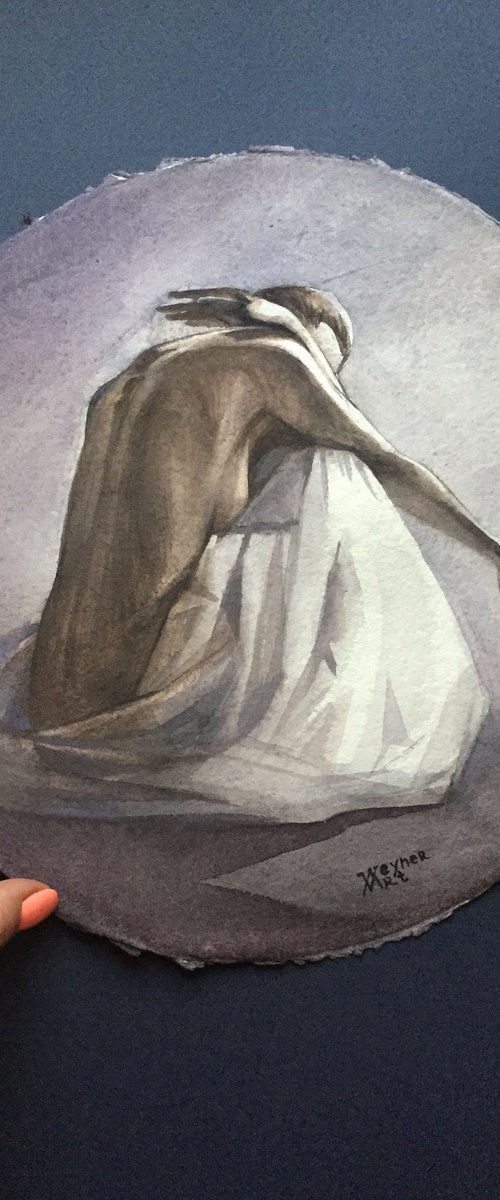 Nude seated woman by Natalia Veyner