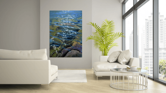 Music of the sea. Transparent water. Large