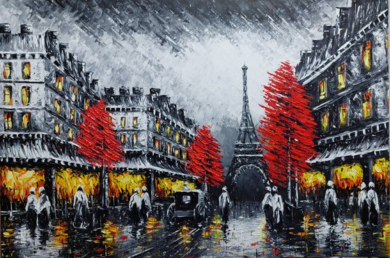 Cityscape - Paris (120x80cm, oil painting, ready to hang)