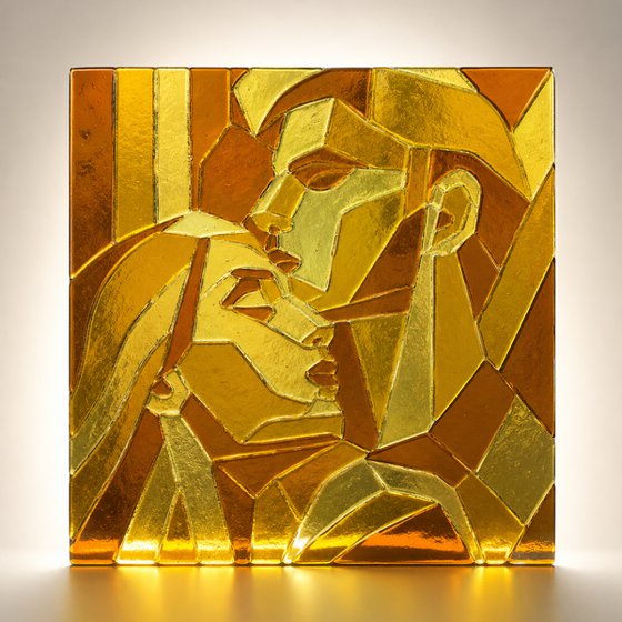 Amber Lovers, Fused Glass Portrait