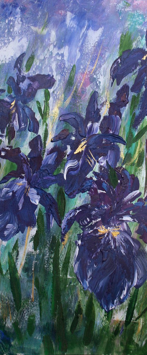 Iris purple  / Original Painting by Salana Art / Svetlana Samovarova