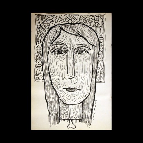 Theocracy 6 (Free Women!), Drawing with pen on paper, 15 x 21 cm by Jamaleddin Toomajnia