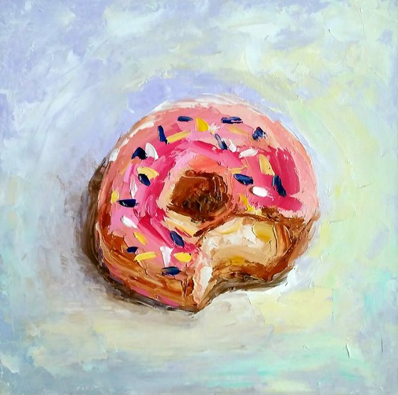 Donut Painting Original Art Small Food Artwork Dessert Wall Art