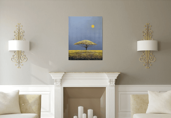 'Acacia Tree in a Surreal Landscape II" Large Oil Painting on Canvas