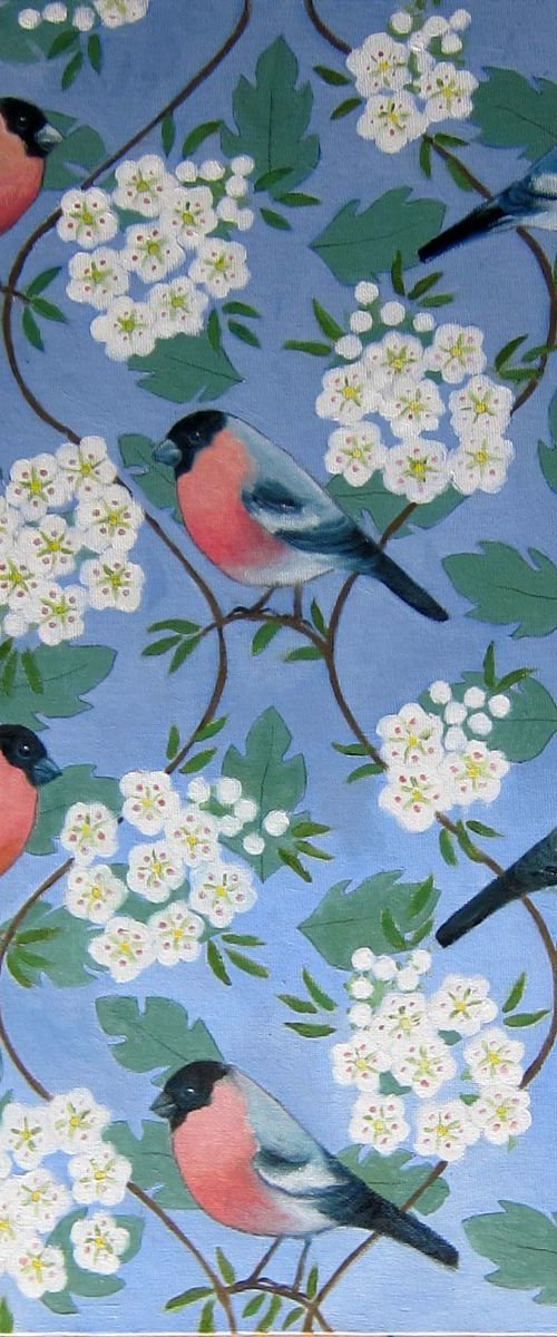 Bullfinches and Hawthorn by Sophie Colmer-Stocker