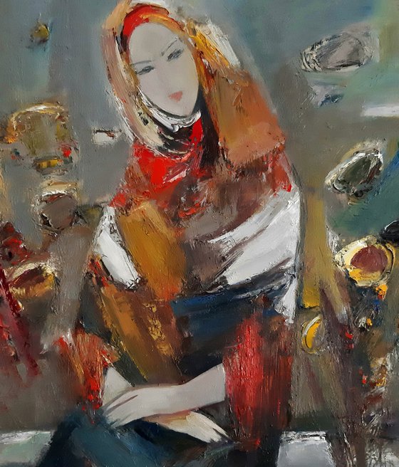 Bride-2 (50x60cm, oil/canvas, abstract portrait)