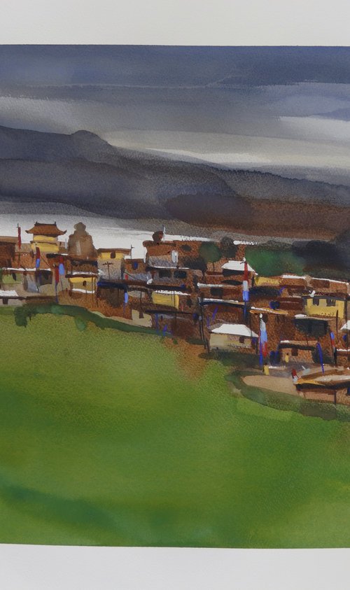 Kibber tiny, village in valley by Prashant Prabhu