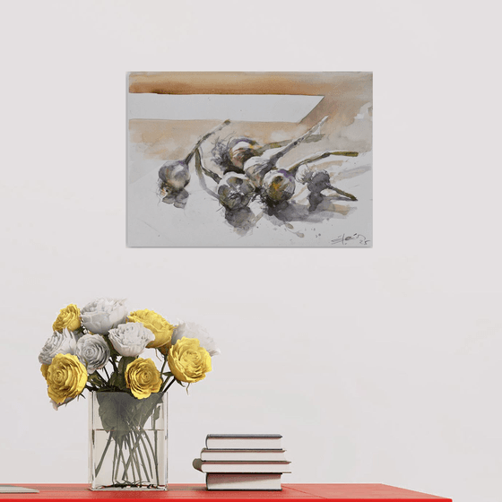 Garlic on table