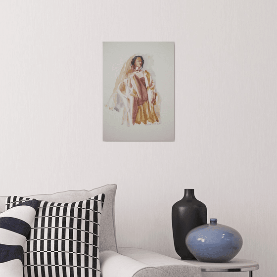 Draped seated female nude