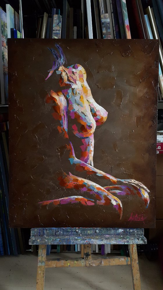 Painting Expectation. naked woman figure