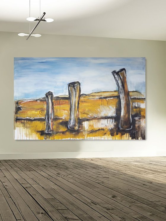 Sluice At The Sea - Large Landscape Painting XL 135 x 85 cm