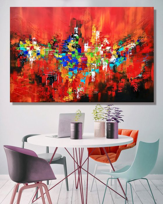 Forgotten Journey - XL LARGE,  Modern, Textured, Joyful,  Energetic,  Bold,  Colorful Painting - READY TO HANG!