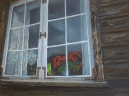 Geraniums in the Window by Ken Bachman
