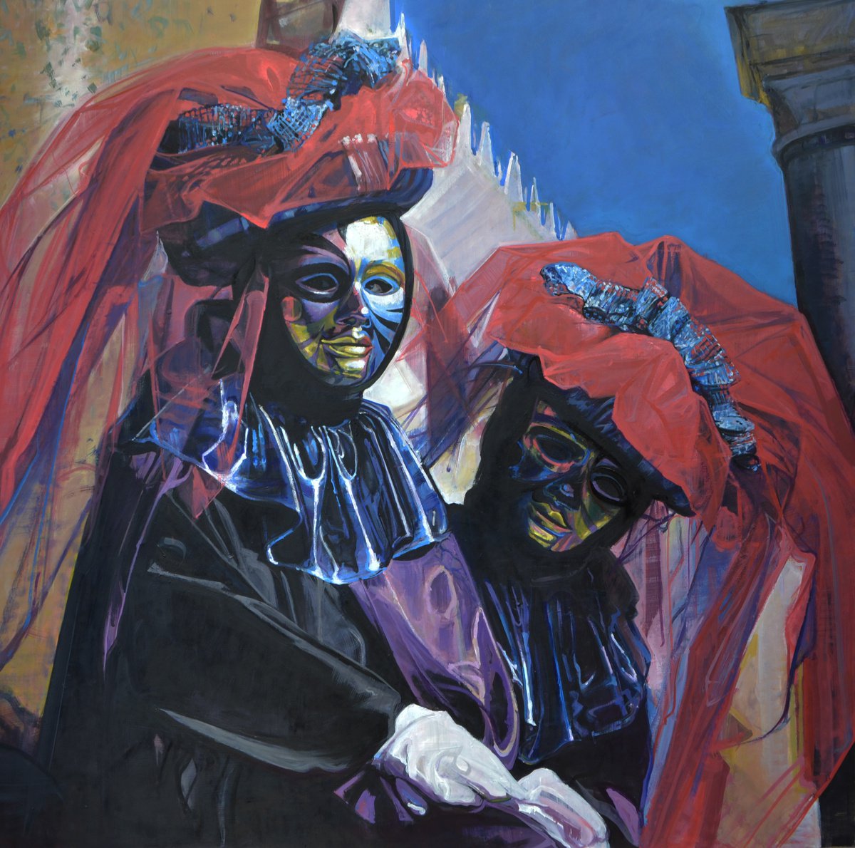 Photorealistic Oil Painting , Venetian Carnival By Marco Ortolan, 35 X 35, Artwork For Sale On Artfinder