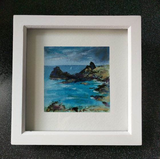 Kynance Cove, 20cm x 20cm, framed