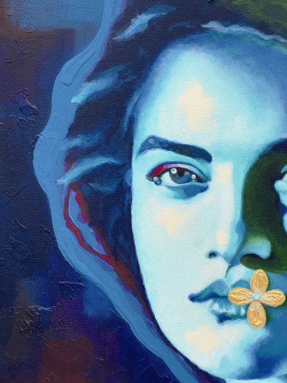 BLUE WOMAN, GOLDEN FLOWER