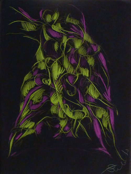 Colour Play 5, pastel on black paper 24x32 cm by Frederic Belaubre