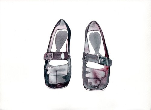 Shoe Sketch 4 -  Impressionist Illustration Still Life Portrait by Eleanore Ditchburn