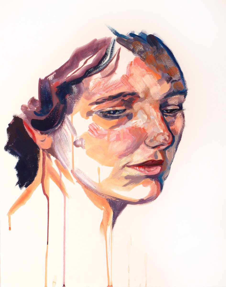 Expressive Portrait Oil Painting By Elizabeth Becker, 16 X 20, Poignant, Original Artwork