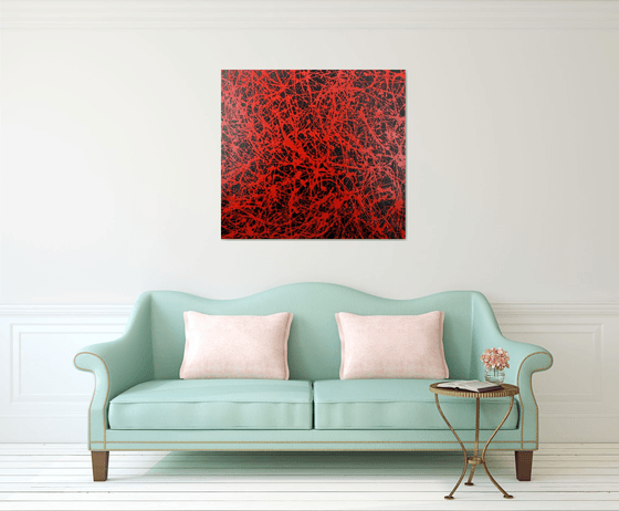 Extra large abstract artwork  (red and black)