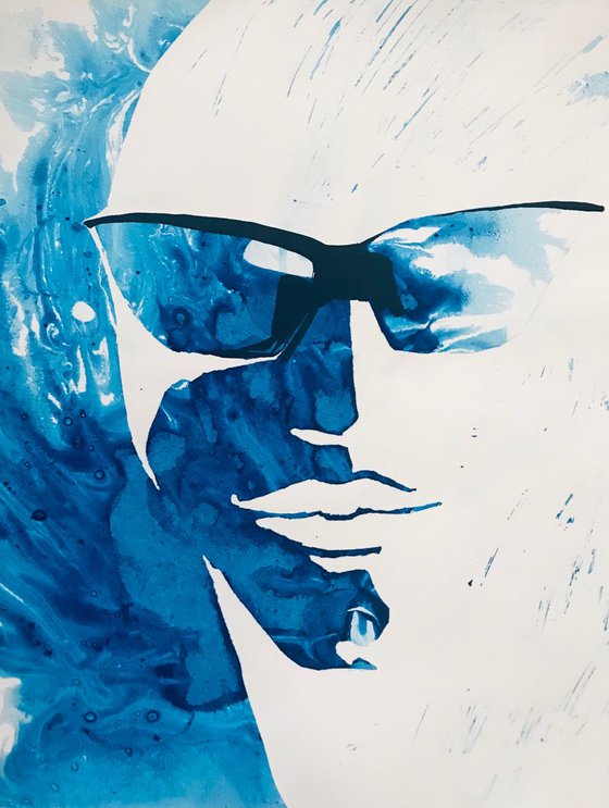 Blue fluid abstract portraits (set of 2 artworks)