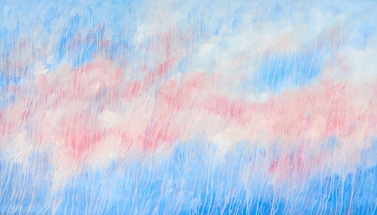 Organic Abstract Oil Painting By Nataliia Sydorova, 69 X 39", Harmony, Original Artwork