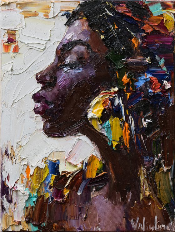 African woman portrait Original oil painting