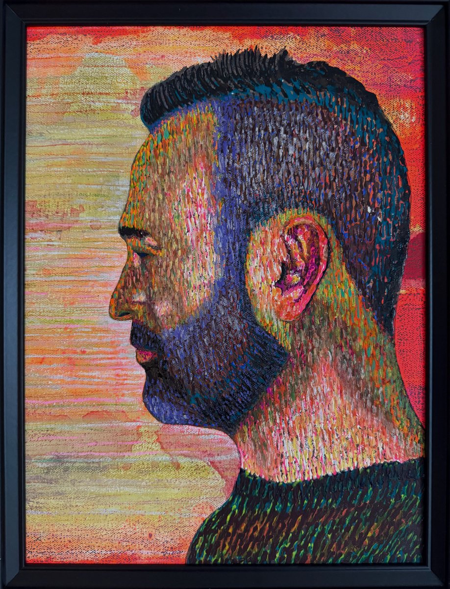 Photorealistic Portrait Painting By Stefano Pallara, 13 X 17", Selfie 010524, Original Artwork