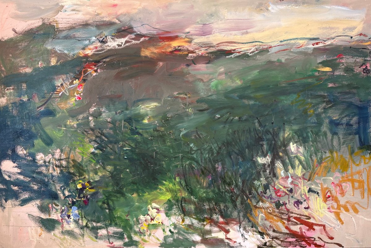 Expressive Landscape Oil Painting By Lilia Orlova-Holmes, 59 X 39", Waiting For Spring, Original Artwork