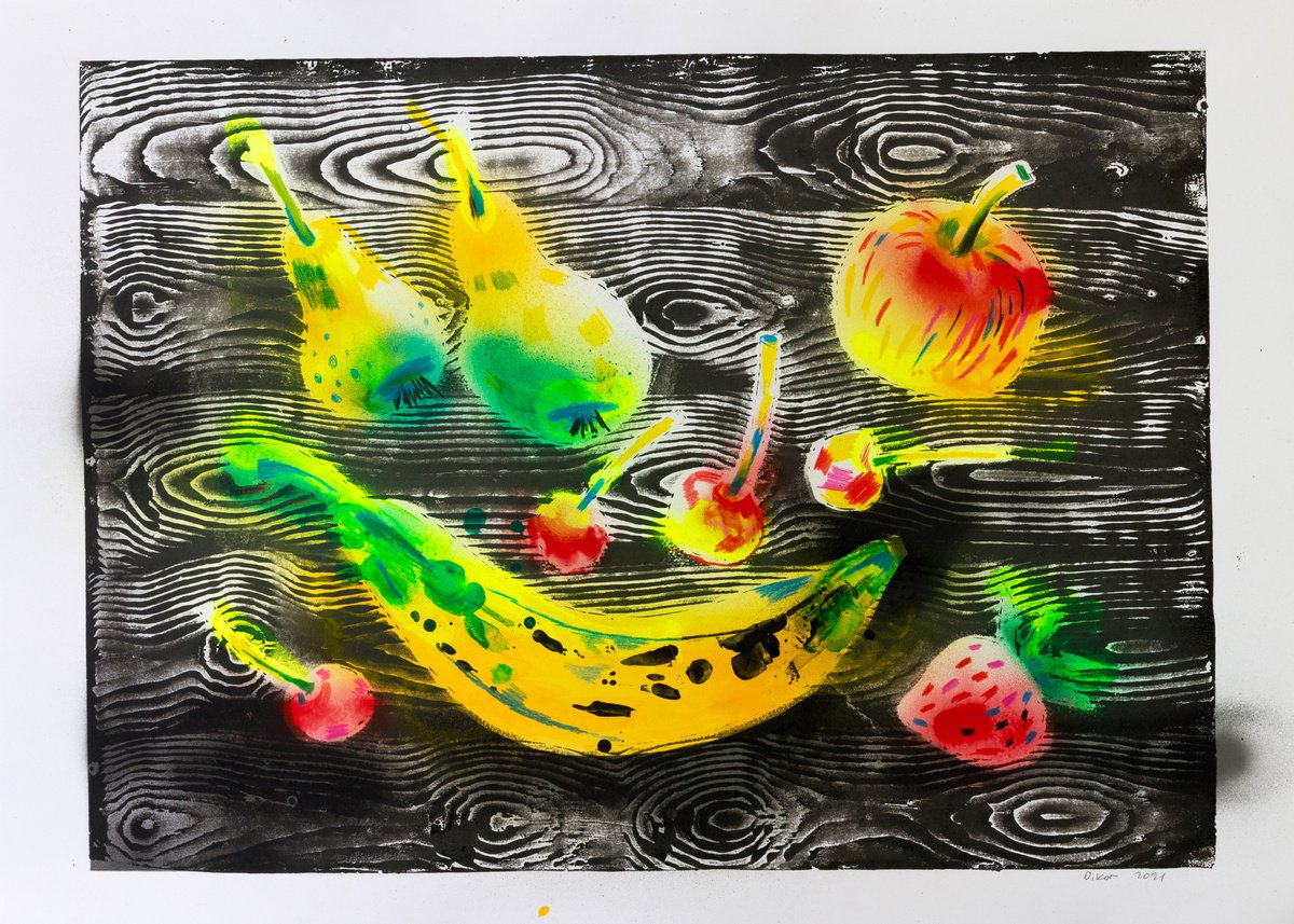 Still Life Limited Edition Print By Oleksandr Korol, 33 X 24", Fruits On The Table, Original Artwork
