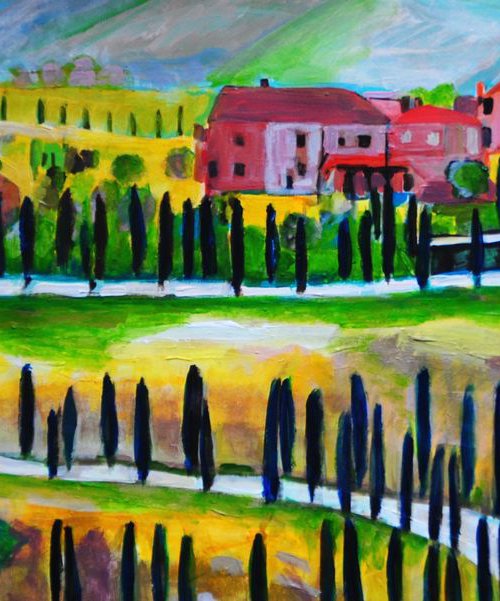 Landscape of Tuscany / 70 X 35 cm by Alexandra Djokic