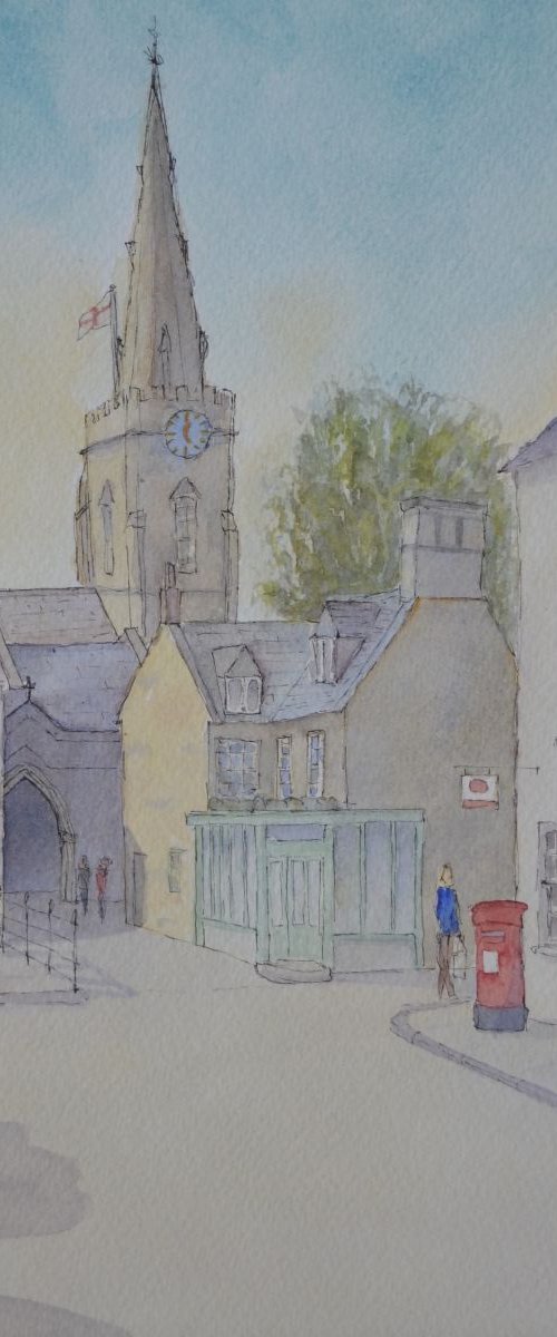 Market Square, Uppingham - Original Pen & Wash by JANE  DENTON